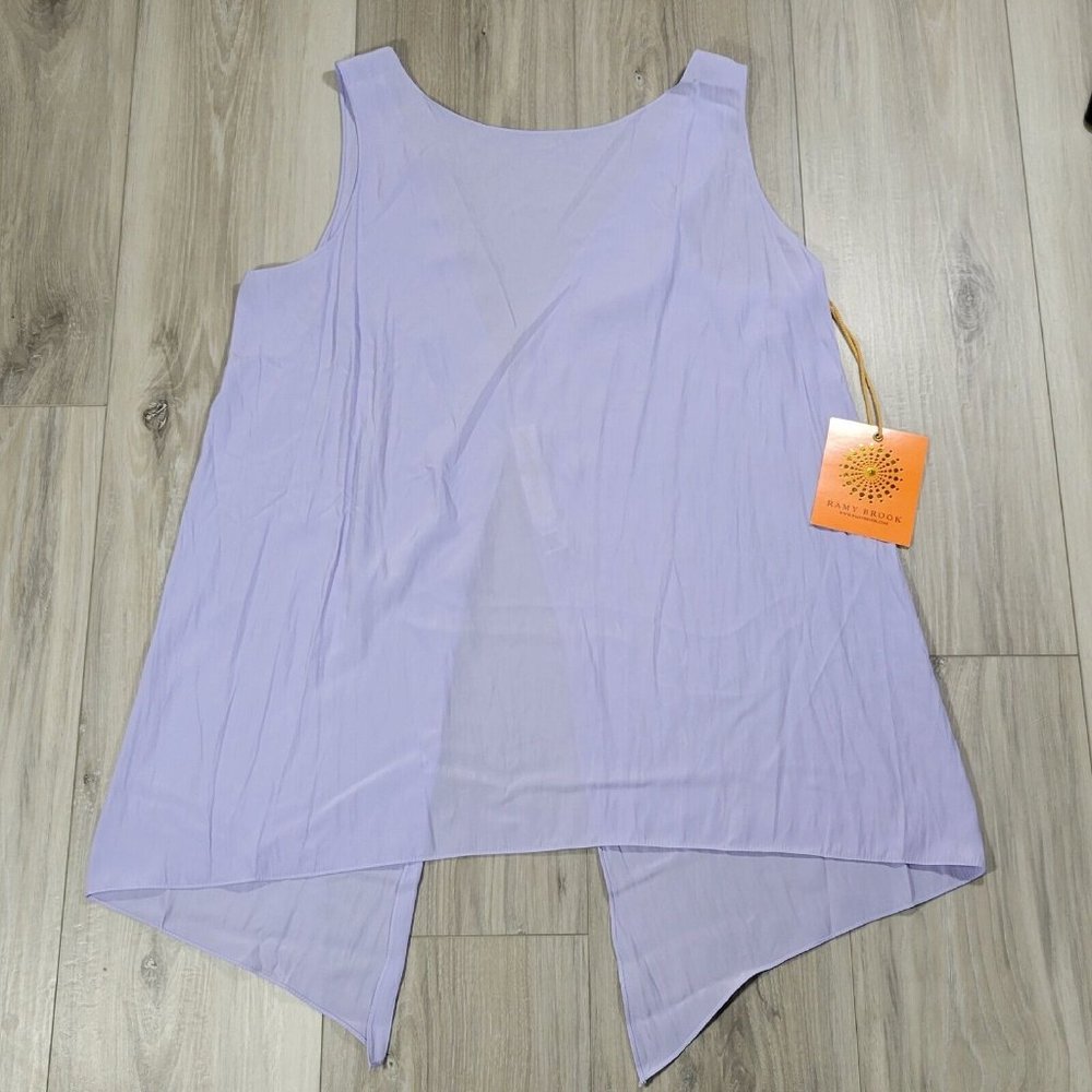 Ramy Brook Top Women's Large Lavender River Open Back Tech New